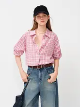 レトロチェック柄シャツ【春夏用・カジュアル・紫外線防止】