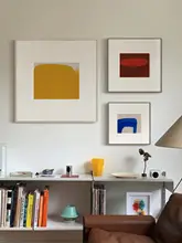 抽象アート装飾画【色ブロック・赤・クレイニブルー・オレンジ・シンプルデザイン・背景壁画】