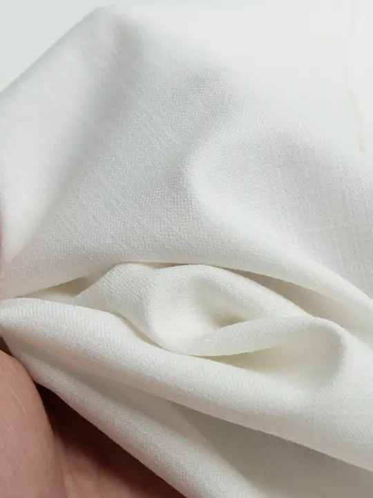 白色ストレッチ竹節麻TR混紡生地【春夏用・ドレープ感・小西装ジャケット・ワイドパンツ・シャツ用】