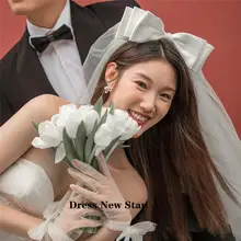 結婚用ヴェールとリボンのヘアアクセサリー【フランス風・白色・撮影用】