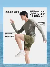 アウトドア向け 男性用水着【長袖・ショートパンツ・速乾・防晒・ビーチサーフィン・ダイビング】（セットアップ対応）