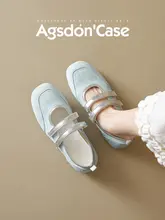 夏用 バレエスタイルのマリジェンシューズ【通気性・平底・女性用・ブルー】