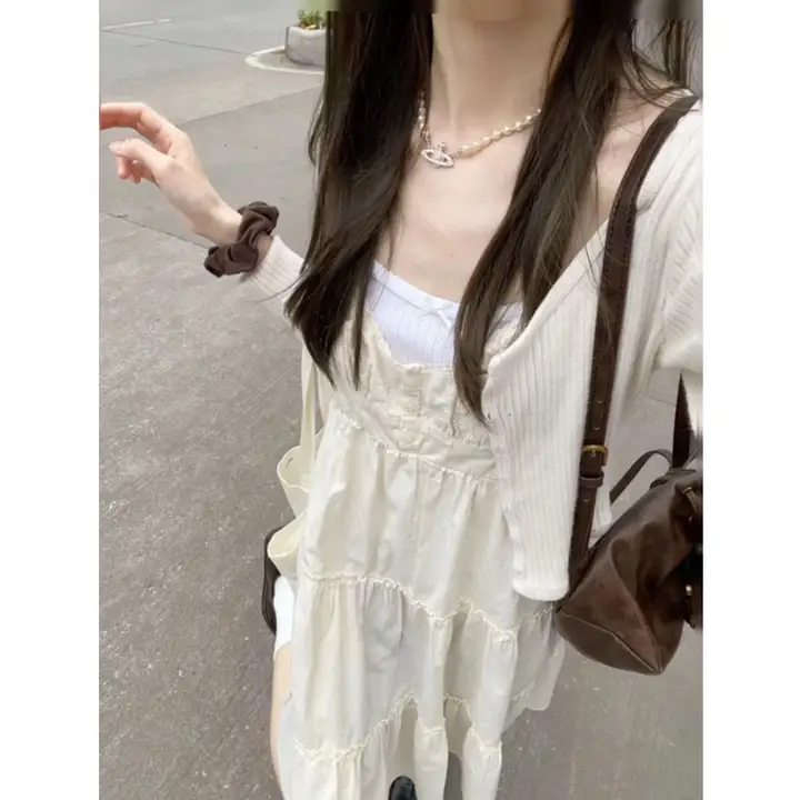 Brandy ミルクホワイトカラー キャミソールケーキドレス【ウエスト絞り・女性用】