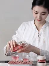 茶と水を分離する 二重層 耐熱ガラスカップ 女性向け 高性能 お茶用 スマート温度表示