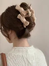 大サイズ毛糸リボンヘアクリップ【おしゃれなシュシュ・後頭部用・女性用】