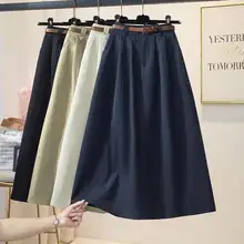 ヴィンテージ風 高ウエストAラインプリーツスカート【ポケット付き・スタイル・ミディ丈】