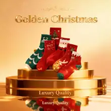クリスマスソックス レディースミドルソックス【秋冬用・デコレーション・カップル用・赤色】