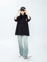 春夏用復古風デニムパンツ【シンプル・フィット・スリットデザイン】