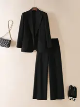 高級感あるVネック長袖ジャケットとストレートワイドパンツの二重奏（セットアップ対応）