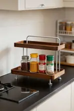 高級感ある木製 化粧品収納ラック【二層構造・小型・玄関・ドレッサー用】