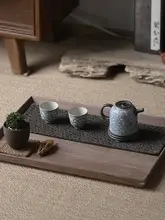 高級ブラックウォールナット製 長方形トレイ【和風・カフェ用・実木】