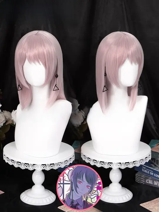 灰粉色のロングウィッグ【コスプレ用・リアルな頭皮デザイン】