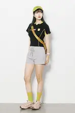 レディース 夏用Vネック短袖Tシャツ【アメリカンレトロ・カラーブロック・フィット感】