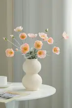 高級感のある植毛ポピーの造花【デスクトップ装飾・食卓用・インテリア雑貨】