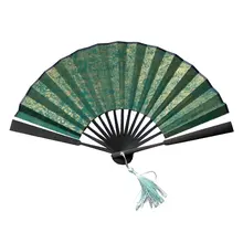 墨緑色の蜡染おり扇子【彩色・洒金・空白デザイン】