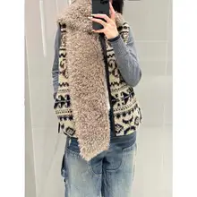 デザイン性のあるハイネックジップアップベスト【秋冬・レトロ・シープフリース・無袖】