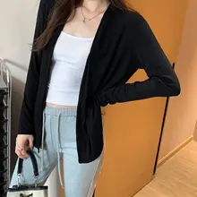 薄手のUVカット長袖カーディガン【女性用・深灰色・インナー付き】（セットアップ対応）