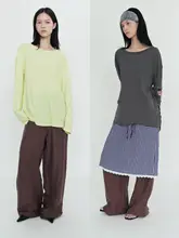 海の貝殻のような光沢感が魅力！リネン製ストレートパンツ【春夏用・狭幅ウエストデザイン】