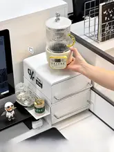 スタイリッシュなデザイン！デスク用防塵アイアンマグラック【抽斗付き・ティーバッグ・コーヒー収納に最適】
