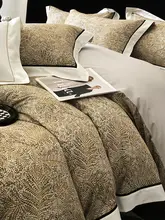 高級感ある印花デザインのテンセルコットンフリース四点セット【秋冬用・保温性・厚手】