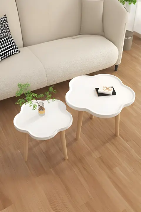 小さいテーブル 寝室 リビング 生活用 花柄クリーム調 北欧シンプル現代