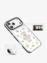 スマホケース くま柄 マグネット式 耐衝撃 グラデーション クリア iPhone対応 「FUNNYRICH」