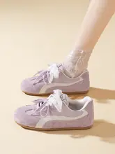 秋にぴったり！紫色のデザインスニーカー【平底・カジュアル・運動用】