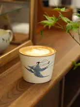 手描きの青花デザイン 陶磁器製コーヒーカップ【高級感のある景徳鎮製】