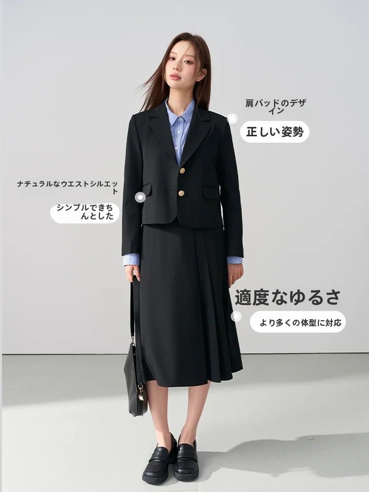 洗練されたデザイン！レディース秋用スー  ツジャケット【職場・面接対応】【小柄サイズ・シングルブレスト】（セットアップ対応）