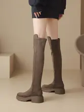 厚底ロングブーツ【膝上・スリム・ライディングスタイル】