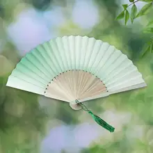 六寸単面の宣紙製グラデーション小型扇子【携帯便利・夏の国風】