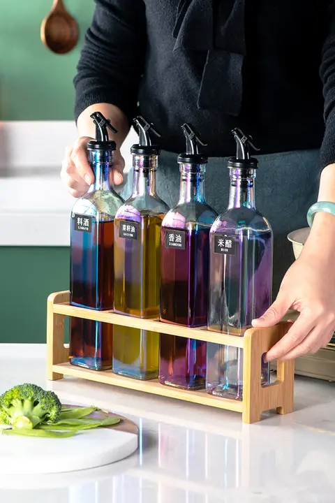 ガラス製オイルボトルセット【漏れ防止・家用・調味料ボトル・醤油瓶・酢瓶・料理酒用】