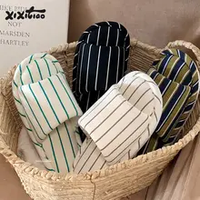 シンプルストライプデザインの室内用スリッパ【男女兼用・吸汗・綿麻素材・通年使用】（セットアップ対応）