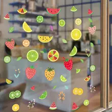 カラフルなフルーツと野菜の静電気ガラスステッカー【透明デコレーション・冷蔵庫やキャビネット用】