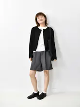 ラウンドネック無地ショートニットカーディガン【コットン素材・女性用・したシンプルスタイル】
