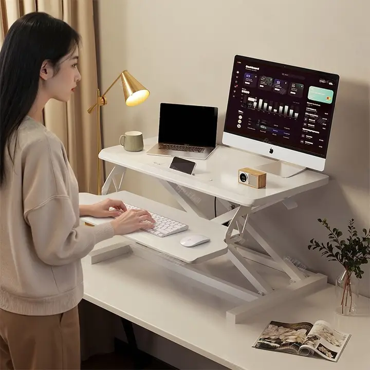 昇降式スタンディングデスク【ノートパソコン用・折りたたみ式・作業台】