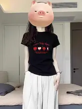 アップルプリント 半袖Tシャツ【女性用・ラウンドネック・リラクシングフィット】