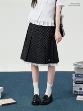 春用JK制服 半身スカート【高ウエスト・白・ドット柄・フリル付き】