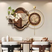 ヴィンテージスタイルのダイニング壁掛け時計【観葉植物・レトロデザイン】