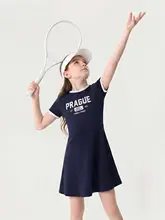 レトロスポーツスタイル 女の子用 極上の柔らかさロ ribbed ワンピース【夏用】（セットアップ対応）