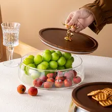 相思木製ガラス果物皿【家庭用・お菓子や果物の収納に最適】