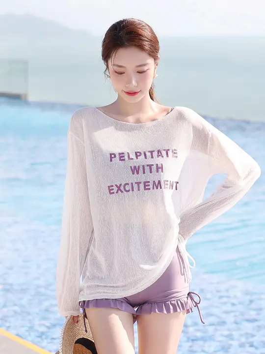 体型カバーもできる！バイカラーの分体スタイル水着【大きいサイズ・保守的なデザイン・温泉用】（セットアップ対応）