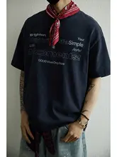 アメリカンヴィンテージ風ワックス染めウォッシュド半袖Tシャツ【コットン・ユニセックス・ルーズフィット・プリントデザイン】