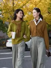 マスタードイエローのニットカーディガン【女性用】