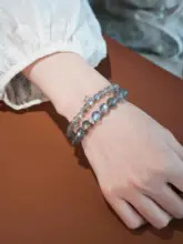 天然灰色ムーンストーンブレスレット【925銀製・ラッキーアクセサリー・カップルギフト】