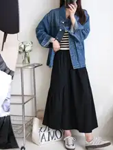 秋冬用ヴィンテージ風 デニムジャケット【ゆったりシルエット・襟付き・ミディアム丈】
