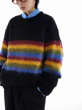 カラフルなボーダー柄ニットセーター【秋冬用・極上の柔らかさ・ユニセックス】（セットアップ対応）