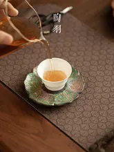 蓮の花型陶器の茶托【防熱・家庭用・茶具アクセサリー】