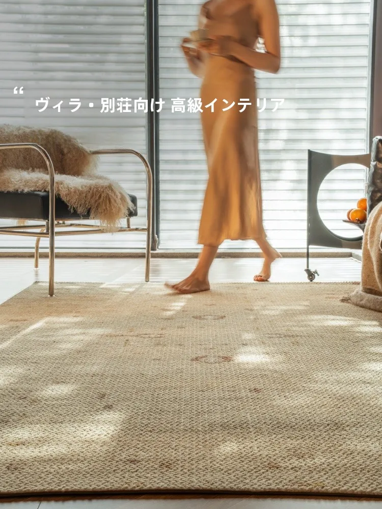 ヴィンテージ風ウールラグ：フランス風モダンスタイルのリビング用絨毯選び方