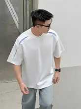 Tシャツ メンズ 半袖 ストライプ パッチワーク デザイン きれいめ 着回し 夏